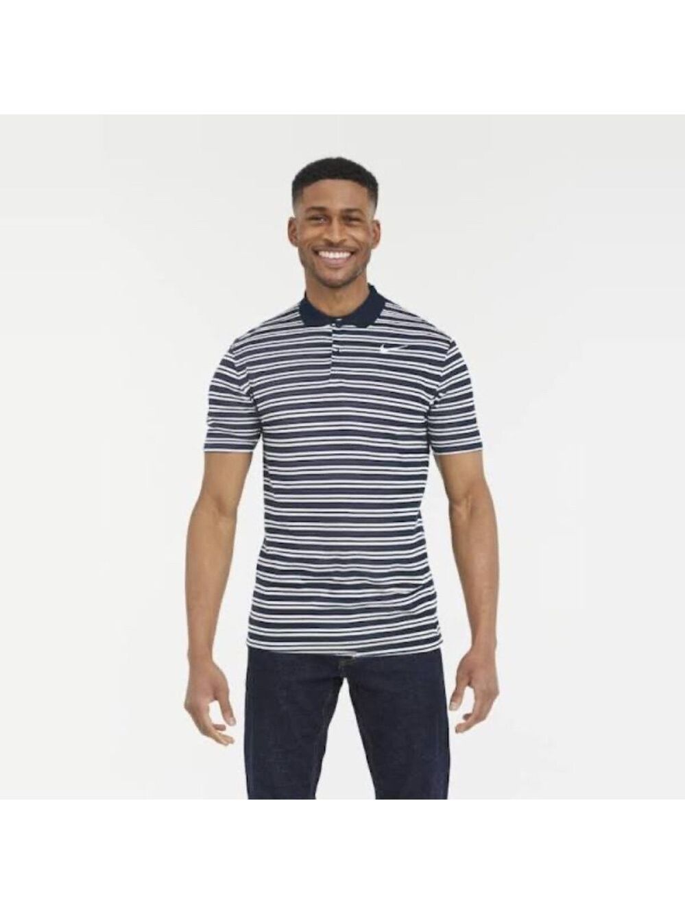 NIKE Dri-Fit Striped Short Sleeve Golf Polo Shirt